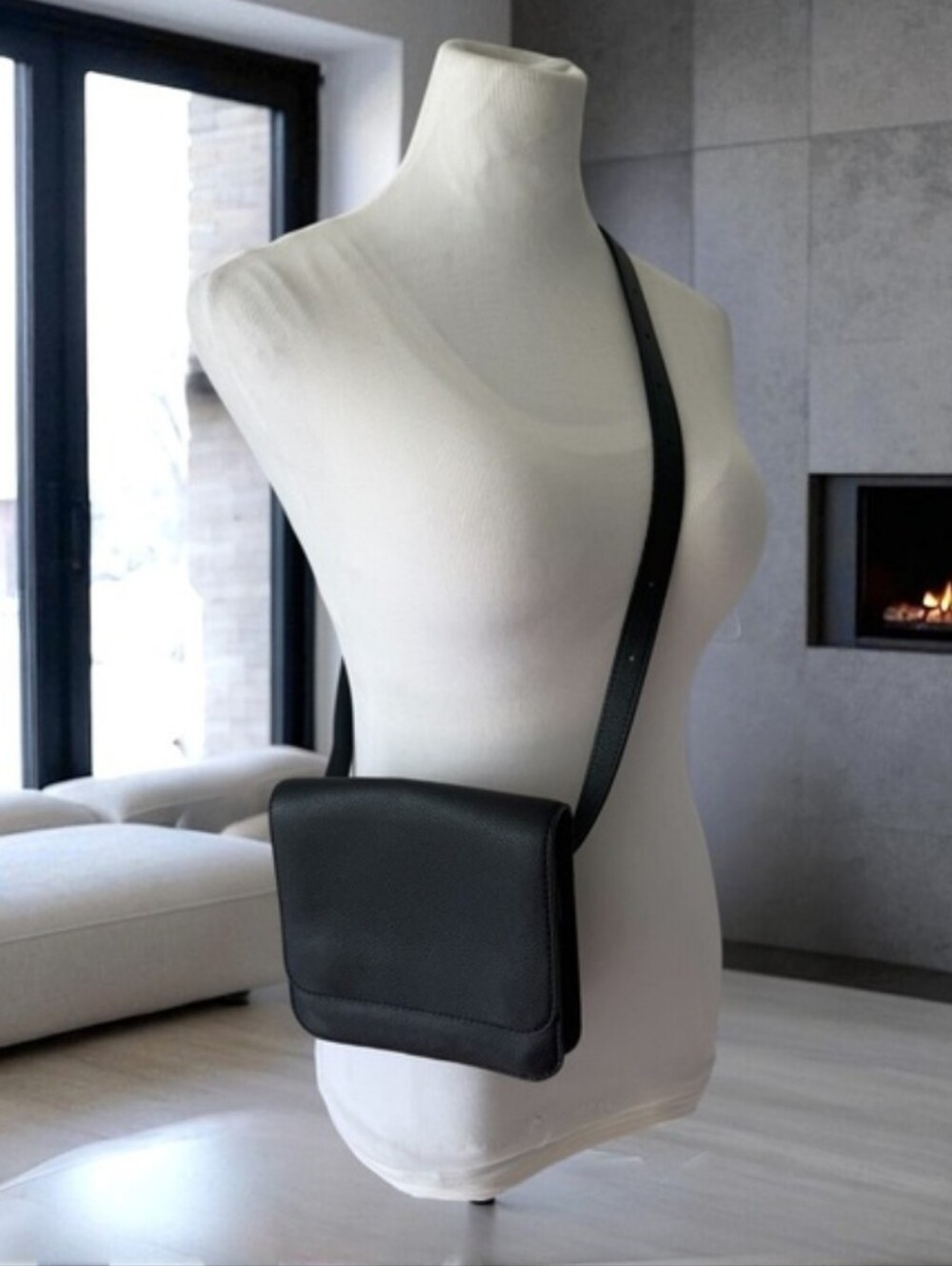 Away Black Pebbled Leather Crossbody Bag - Picture 3 of 15